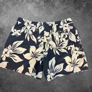 Quiksilver XXL Swim Trunks Navy White Floral Hawaiian Board Shorts Beach Surf